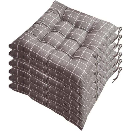 Set of 6 chair cushions 40x40, decorative cushion, chair cushion, garden cushions, 12 stitched details, different patterns, polyester (A)