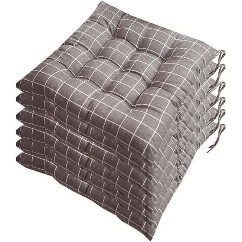 Set of 6 chair cushions 40x40, decorative cushion, chair cushion, garden cushions, 12 stitched details, different patterns, polyester (A)