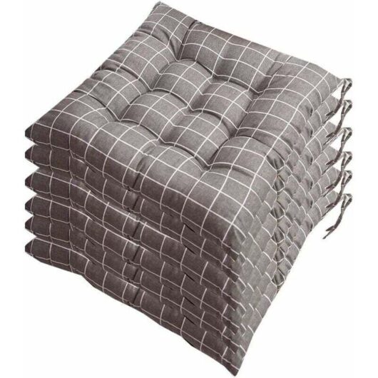 Set of 6 chair cushions 40x40, decorative cushion, chair cushion, garden cushions, 12 stitched details, different patterns, polyester (A).