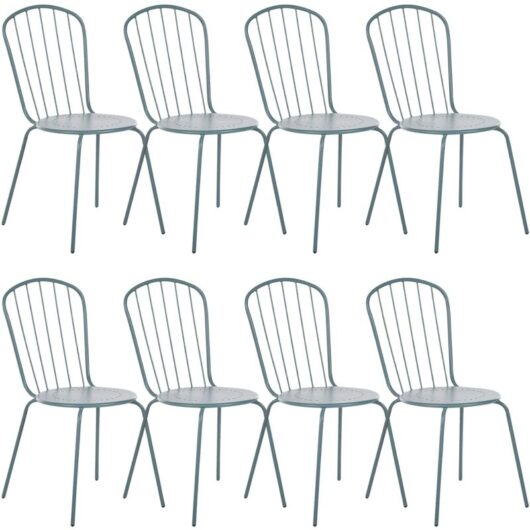Set of 8 Chairs CALVI Metal Light Blue