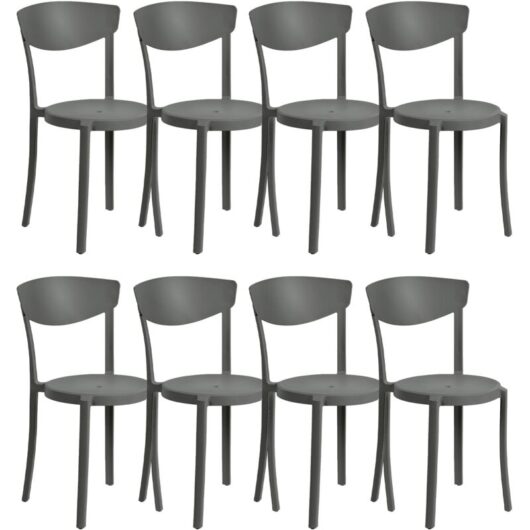 Set of 8 Dining Chairs VIESTE Dark Grey