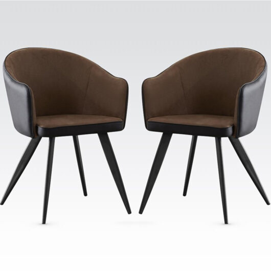 Sevilla PU Leather Dining Chairs In Pair - Brown