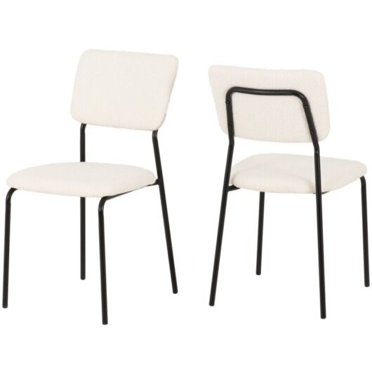 Sheldon Indoor Dining Chair - L53 x W45 x H84.5 cm - Ivory Boucle Fabric