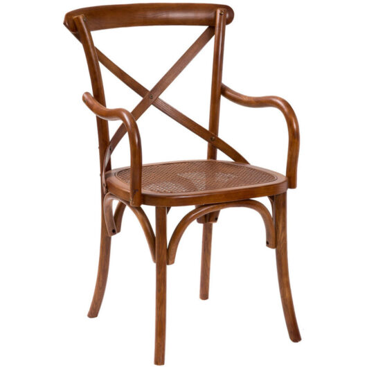 Solid wood and rattan chairs Dining chairs Kitchen and living room chair 52x45x90 cm Rustic straw armchair with armrests