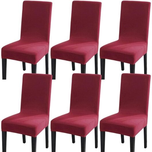 Spandex Stretch Chair Cover, Stretch Chair Cover (6-Pack, Large, Red)