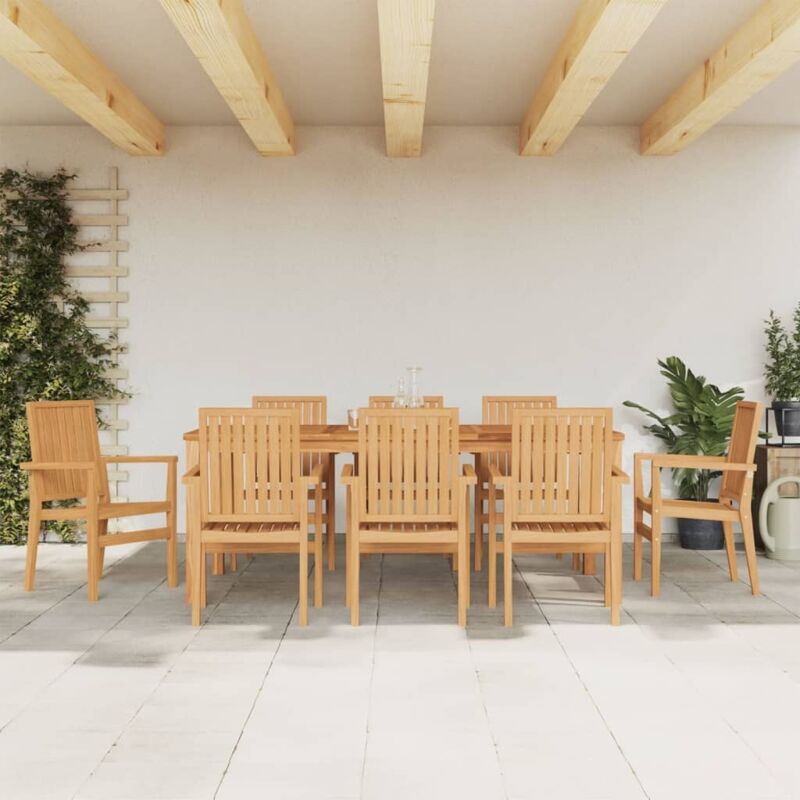 Stackable Garden Chairs 8 pcs 56.5x57.5x91 cm Solid Wood Teak vidaXL