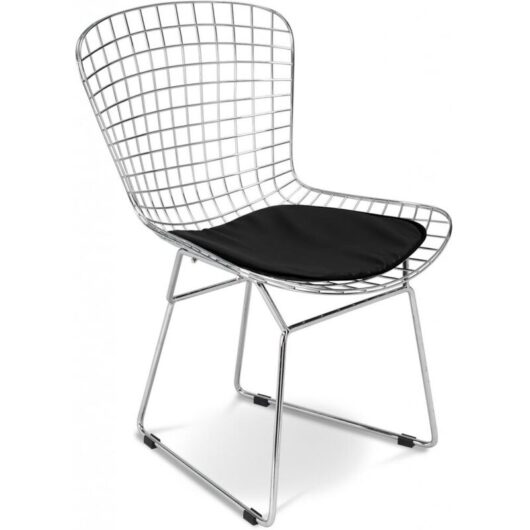 Steel Dining Chair - Grid Design - Lived Black