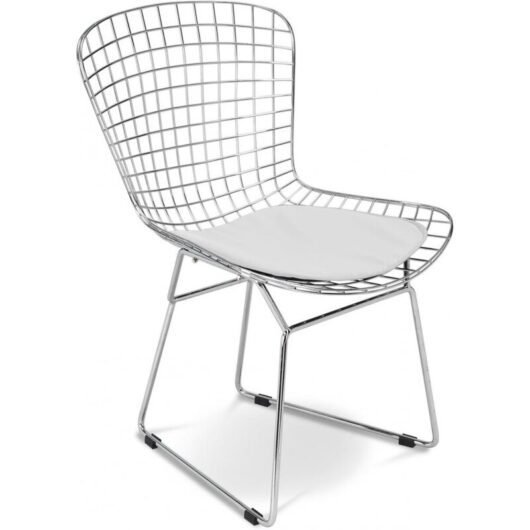 Steel Dining Chair - Grid Design - Lived White