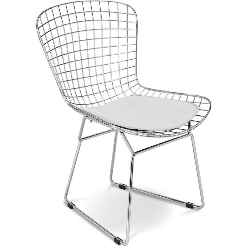 Steel Dining Chair - Grid Design - Lived White