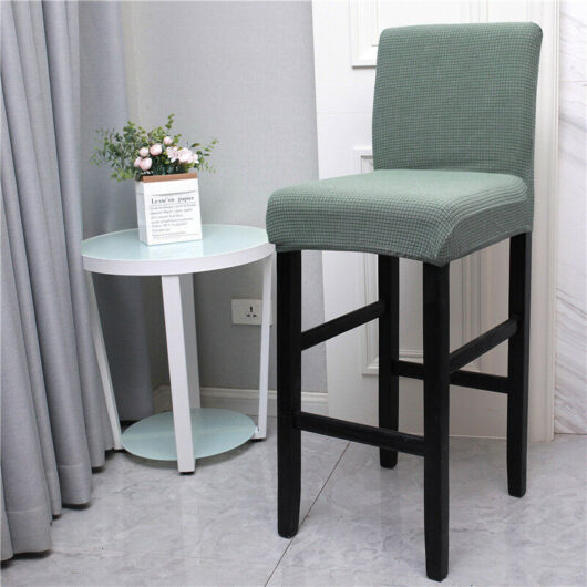 Stretch Bar Stool Cover, Universal Washable Bar Stool Cover, Dining Chair Slipcover, Bar Stool Cover with Backrest, Modern Chair Cover (Matcha Green,