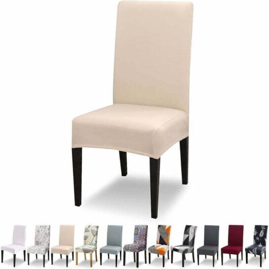 Stretch Chair Cover Set of 4, Universal Washable Modern Dining Chair Covers for Dining Room, Restaurant, Hotel, Bouquet Decor, Beige, 45-65cm