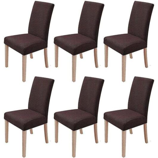 Stretch chair cover, set of 6 removable and washable chair covers for modern dining room, office, banquet, wedding party, stretch chair cover (dark