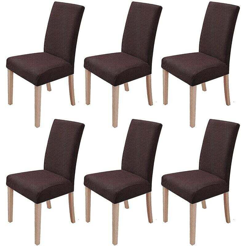 Stretch chair cover, set of 6 removable and washable chair covers for modern dining room, office, banquet, wedding party, stretch chair cover (dark