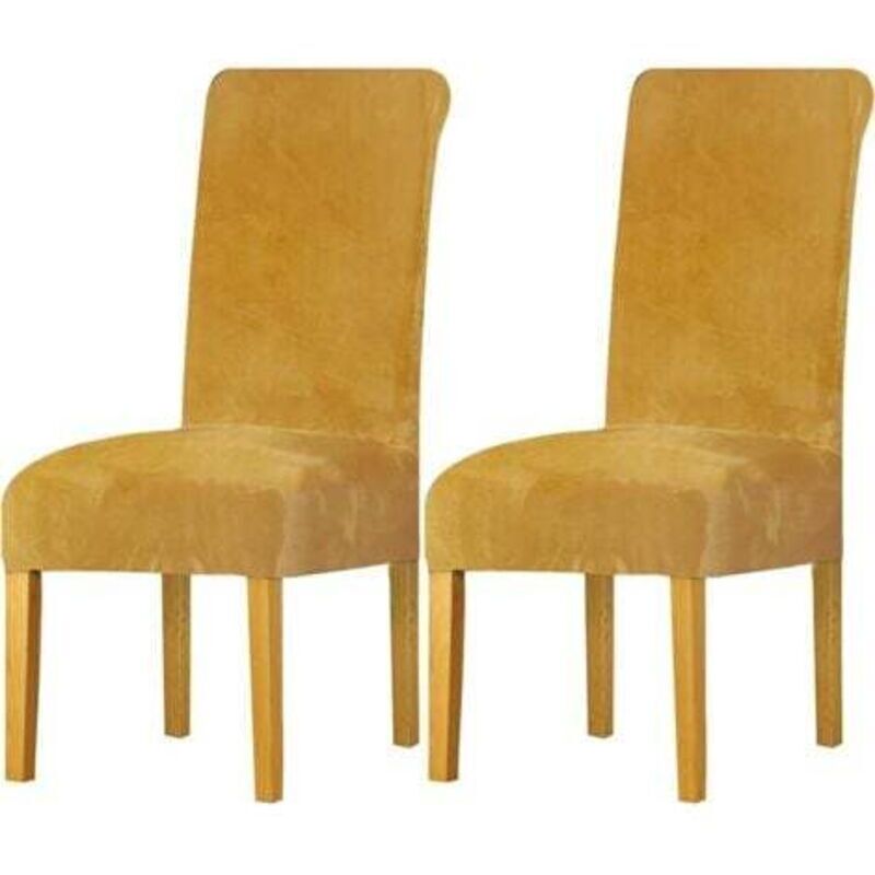 Stretch velvet spandex chair cover with elastic band, large velvet dining chair cover for restaurant, hotel, party, banquet, mustard