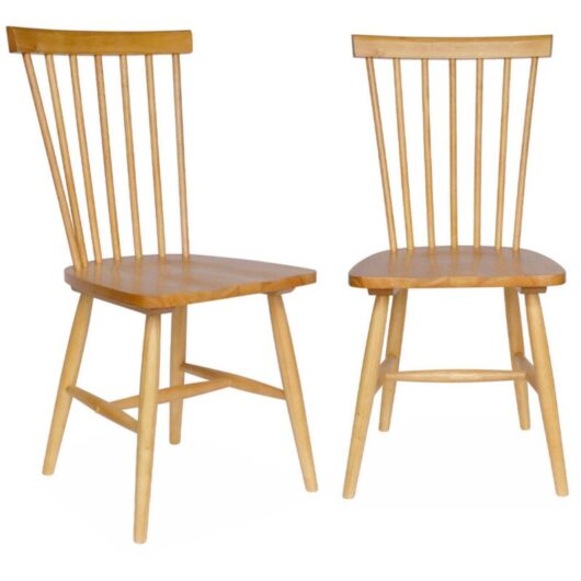Sweeek - Pair of wooden dining chairs, Romie, Natural, 50.8x44.2x90 cm