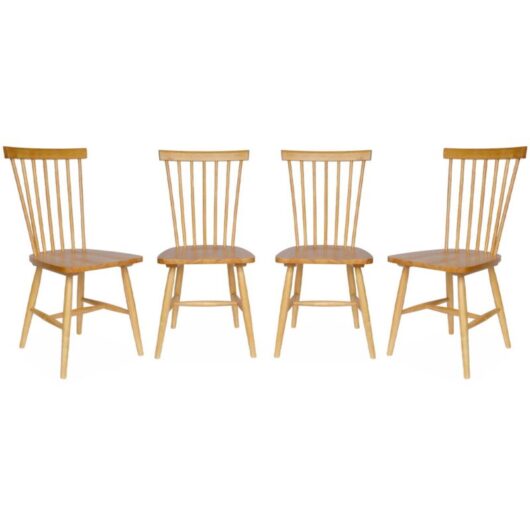 Sweeek - Set of 4 hevea wooden chairs, Romie, Natural, 49x44x90 cm