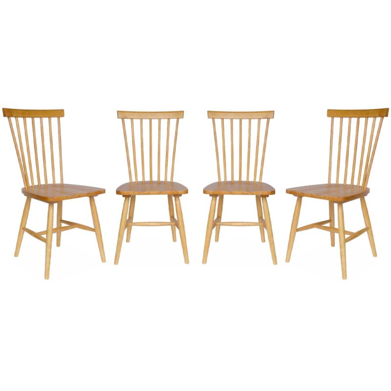 Sweeek - Set of 4 hevea wooden chairs, Romie, Natural, 49x44x90 cm