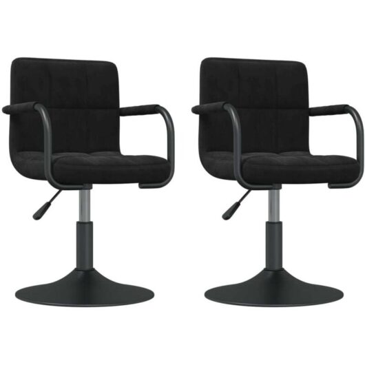 Swivel Dining Chairs 2 pcs Black Velvet Vidaxl
