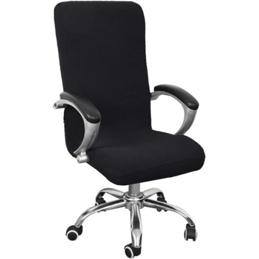 Universal Stretchable Microfiber Washable Office Chair Cover, Comfortable Stretchable Chair Cover for Executive Chairs (Black, M)