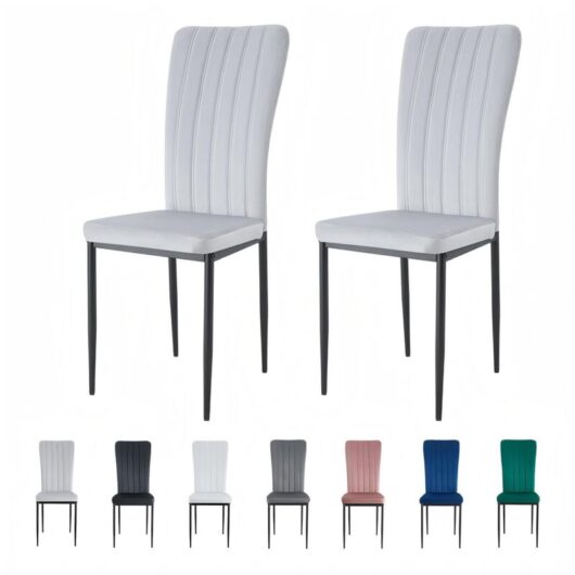 Velvet Padded Seat Dining Chairs with Metal Legs new elle light grey 2