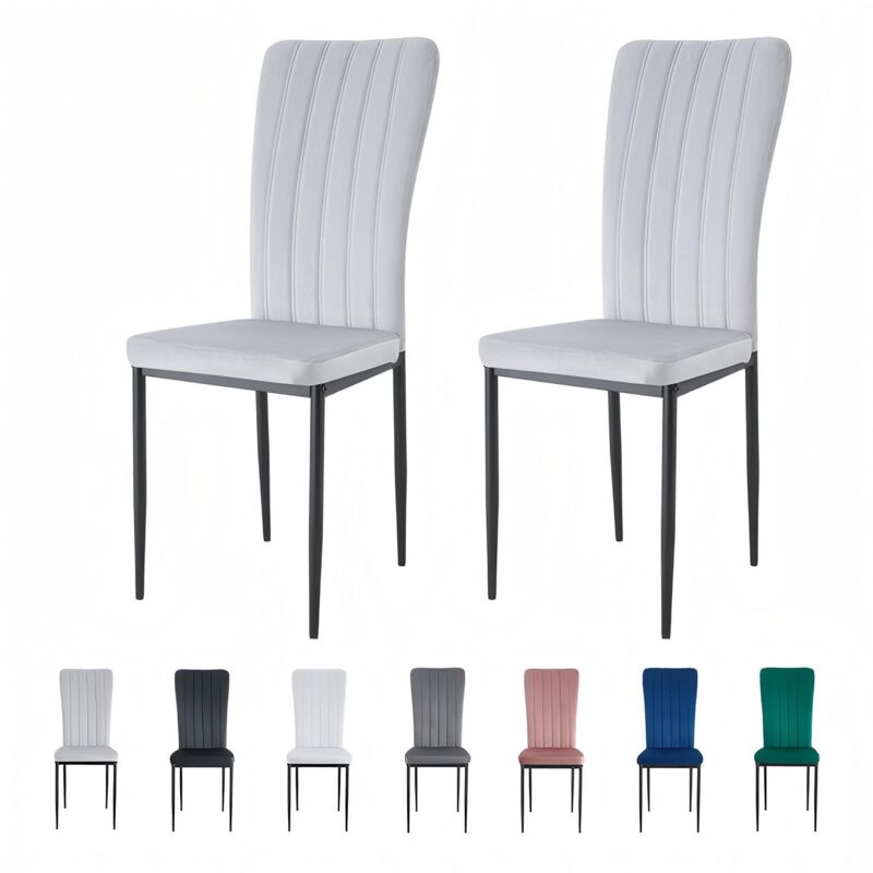 Velvet Padded Seat Dining Chairs with Metal Legs new elle light grey 2