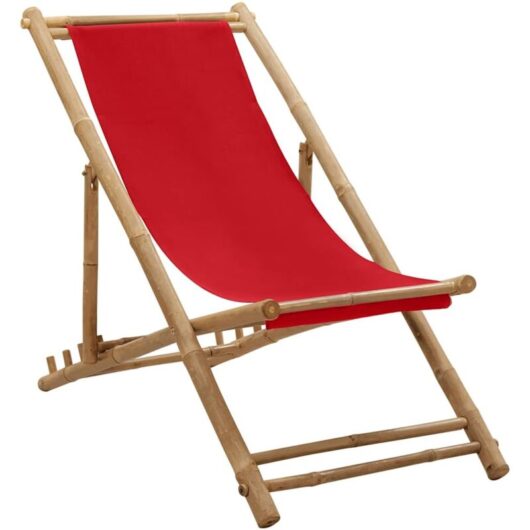 Vidaxl - Deck Chair Bamboo and Canvas Red