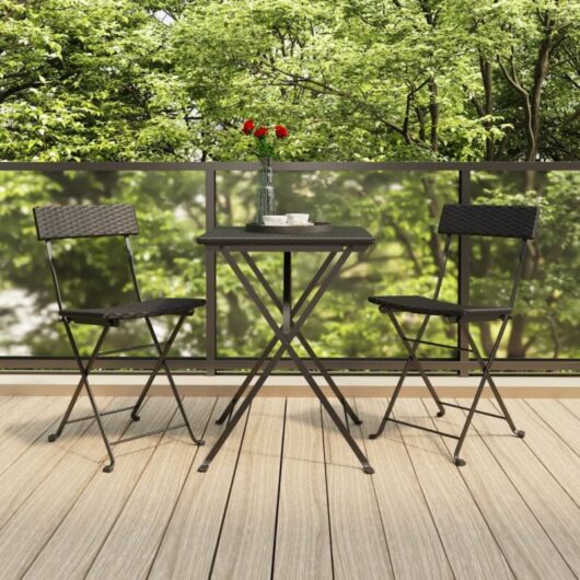 Vidaxl - Folding Bistro Chairs 2 pcs Black Poly Rattan and Steel