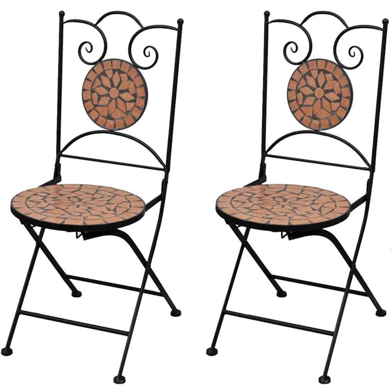 Vidaxl - Folding Bistro Chairs 2 pcs Ceramic Terracotta