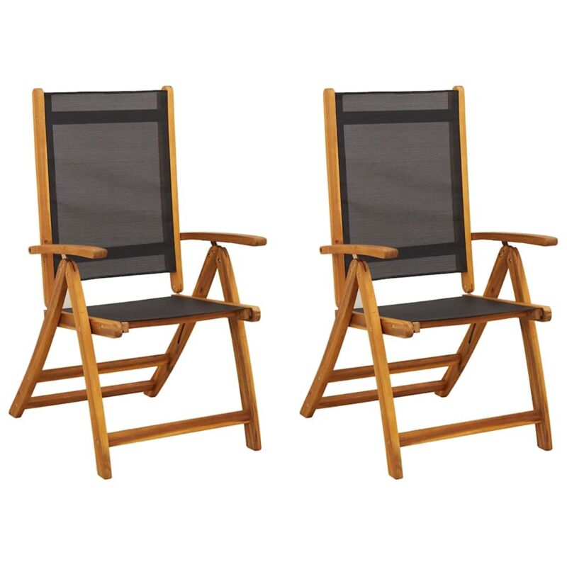 Vidaxl - Folding Garden Chairs 2 pcs Solid Acacia Wood and Textilene