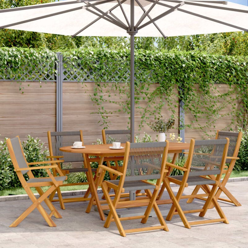 Vidaxl - Folding Garden Chairs 6 pcs Grey Solid Wood Acacia