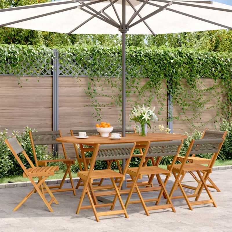 Vidaxl - Folding Garden Chairs 8 pcs Grey Solid Wood Acacia