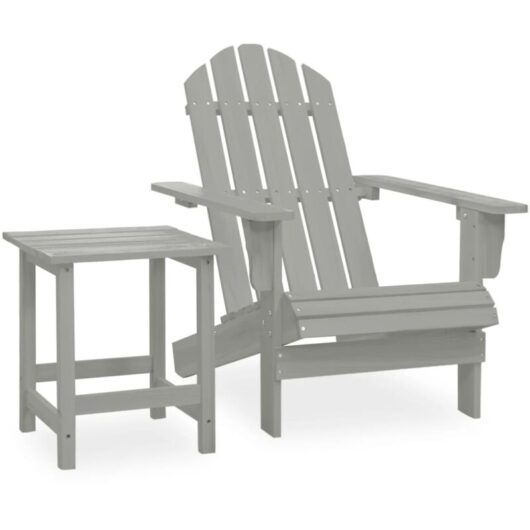 Vidaxl - Garden Adirondack Chair with Table Solid Fir Wood Grey