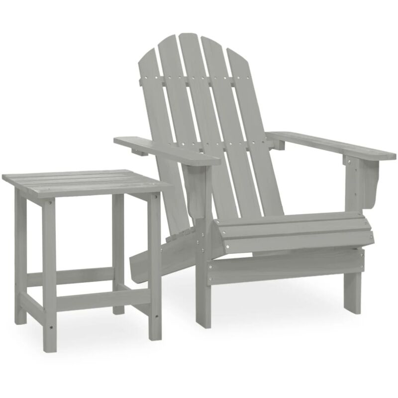 Vidaxl - Garden Adirondack Chair with Table Solid Fir Wood Grey