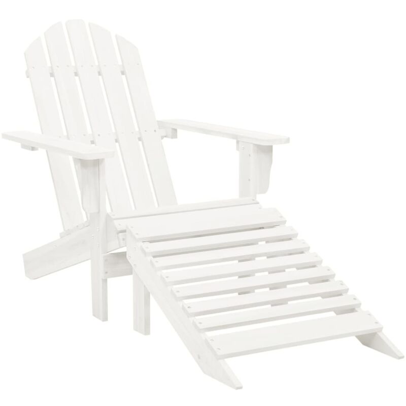 Vidaxl - Garden Chair with Ottoman Wood White