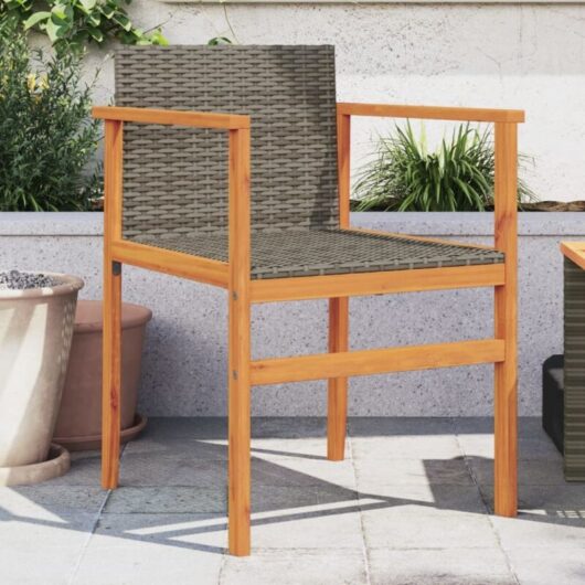 Vidaxl - Garden Chairs 2 pcs Grey Poly Rattan&Solid Wood