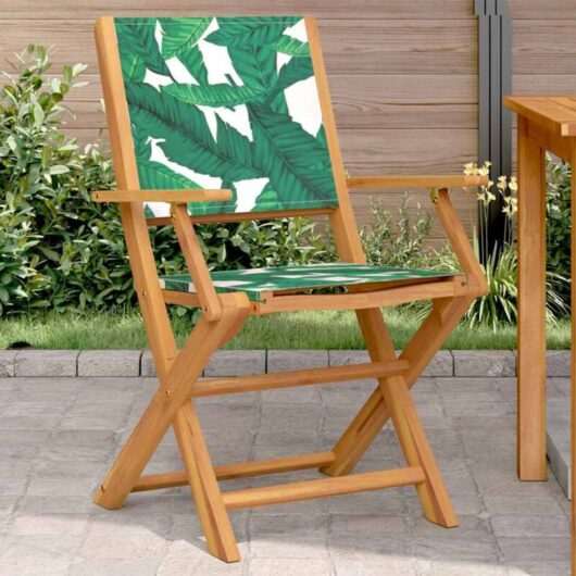 Vidaxl - Garden Chairs 2 pcs Leaf Pattern Solid Wood Acacia and Fabric