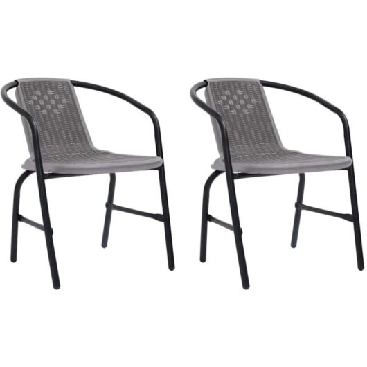 Vidaxl - Garden Chairs 2 pcs Plastic Rattan and Steel 110 kg