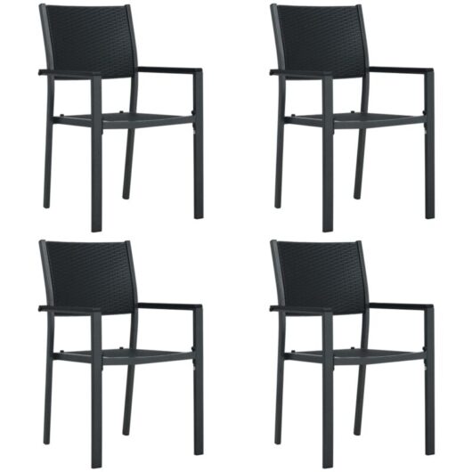 Vidaxl - Garden Chairs 4 pcs Black Plastic Rattan Look