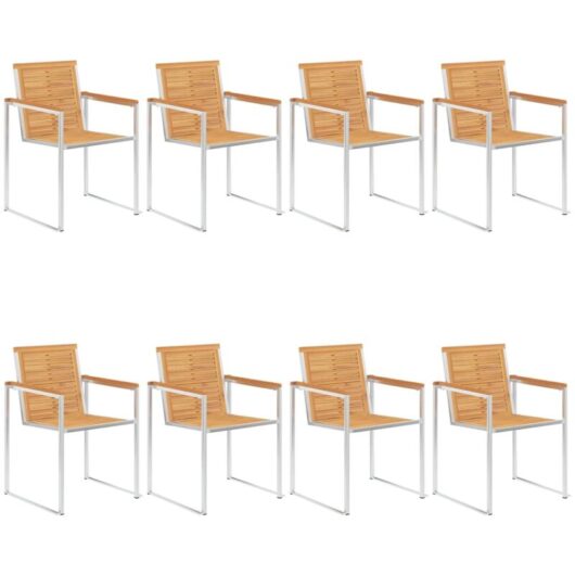 Vidaxl - Garden Chairs 8 pcs Solid Teak Wood and Stainless Steel