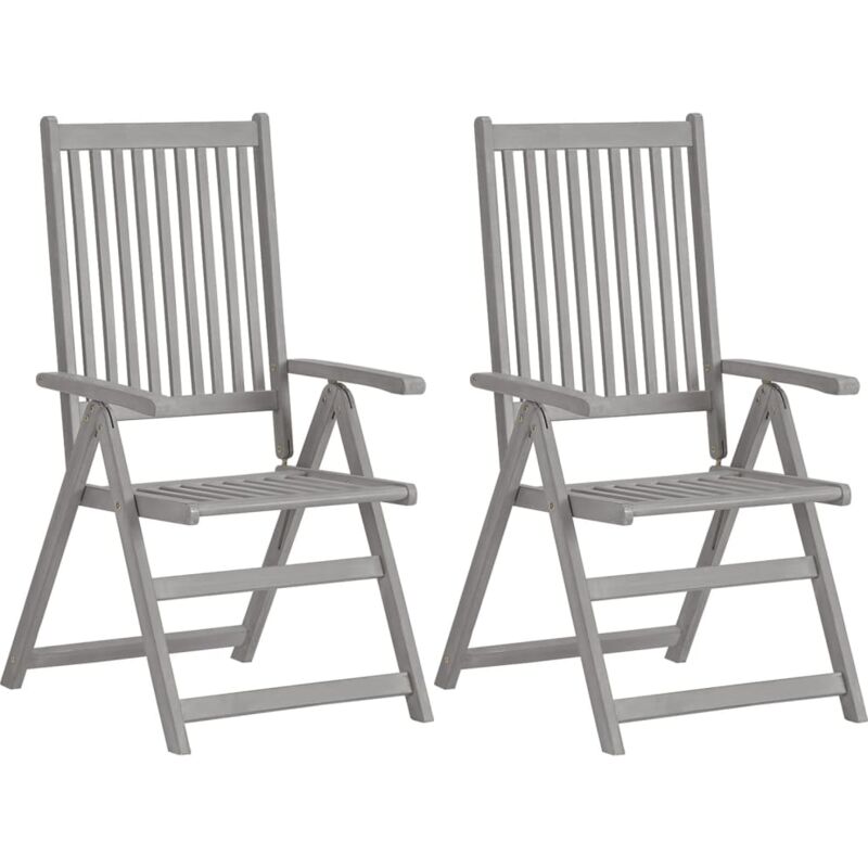 Vidaxl - Garden Reclining Chairs 2 pcs Grey Solid Acacia Wood