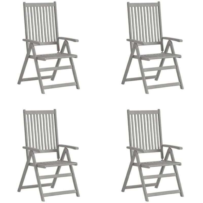 Vidaxl - Garden Reclining Chairs 4 pcs Grey Solid Acacia Wood
