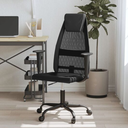 Vidaxl - Office Chair Black Mesh Fabric and Faux Leather