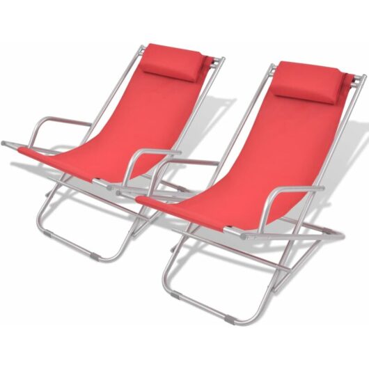 Vidaxl - Reclining Deck Chairs 2 pcs Steel Red