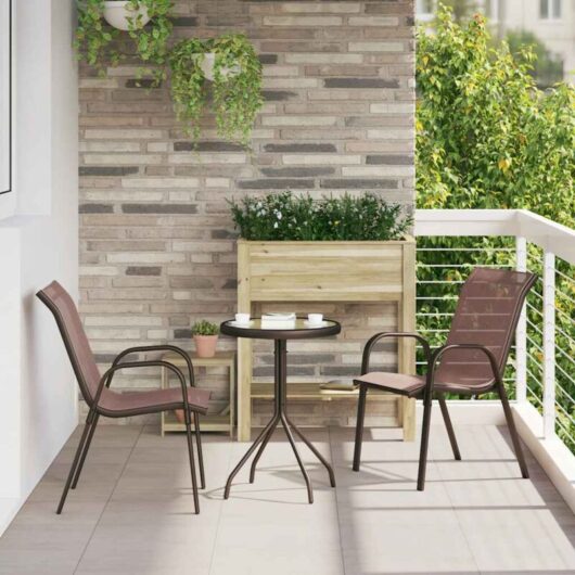 Vidaxl - Stackable Garden Chairs 2 pcs Brown Textilene Fabric
