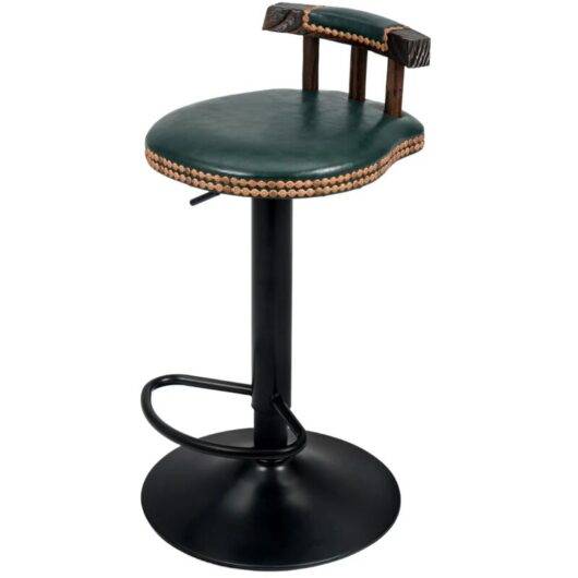 Vintage Bar Stools Adjustable Height Swivel Bar Chairs with High Legs Elegant Breakfast Stools for Kitchen Island Counter and Home Bars (Green, 1 PCS)