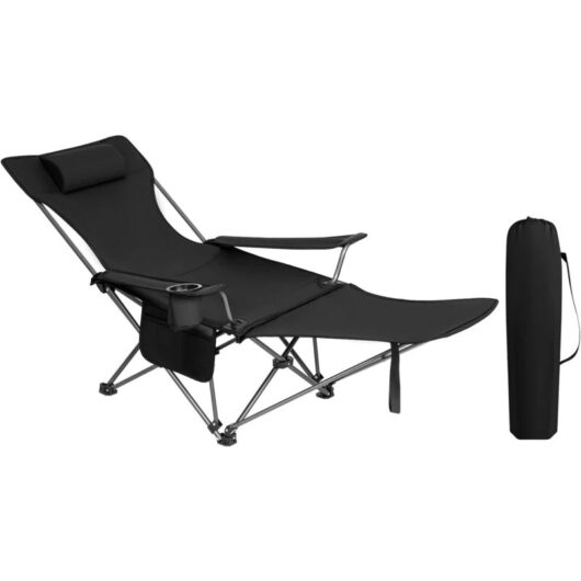 WOLTU 1x Folding Camping Chair with Carrying Bag Black