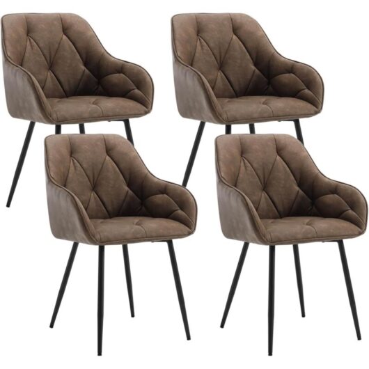 WOLTU Set of 4x Faux Leather Dining Chairs Accent home & restaurants Dark Brown