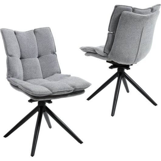 Wahson Dining Chairs Set of 2 Chenille Fabric Thick Padded Swivel Chairs Modern Simple Accent Chiars for Kitchen Living Room, Gray