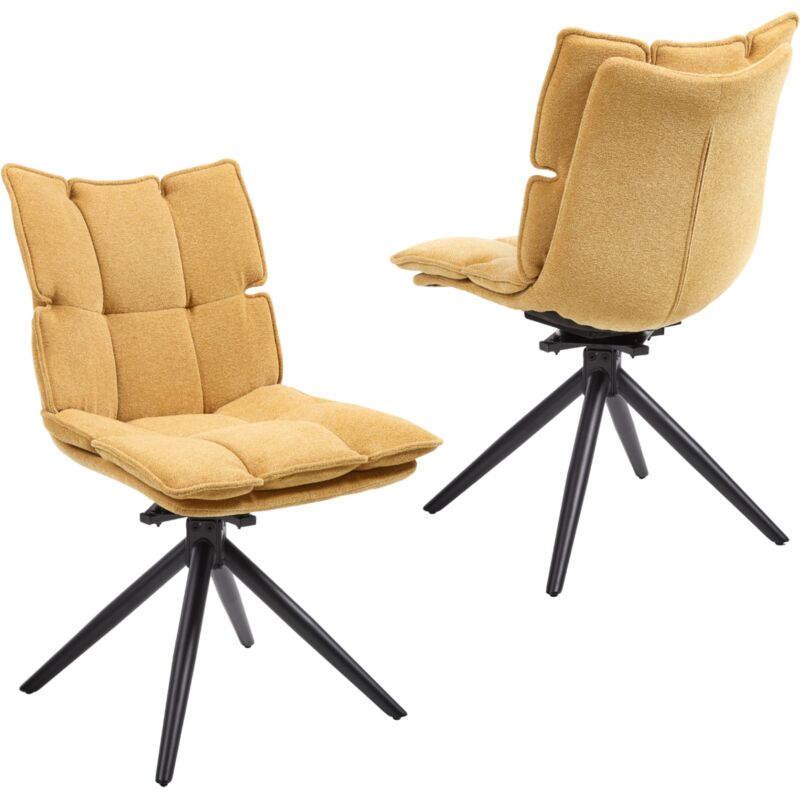 Wahson Dining Chairs Set of 2 Chenille Fabric Thick Padded Swivel Chairs Modern Simple Accent Chiars for Kitchen Living Room, Yellow