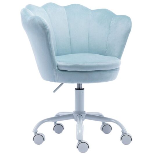Wahson Office Chairs - Kids Desk Chair in Velvet Swivel Task Chair with Petal Backrest Children Study Chair Height Adjustable for Girls Boys, Blue,